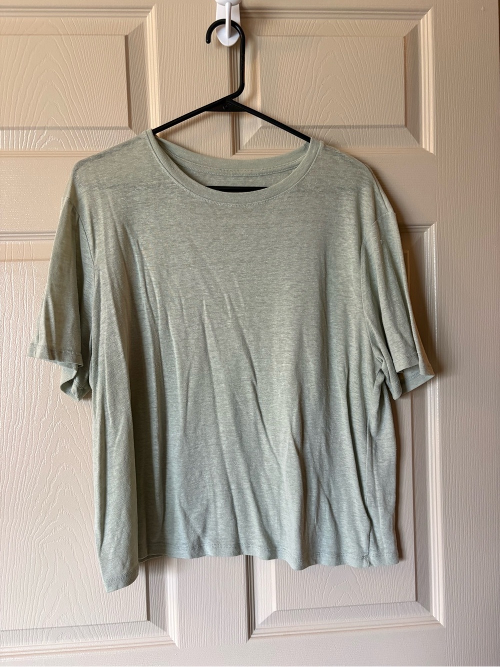 A New Day Sheer Sage Green Cropped Crewneck Tee